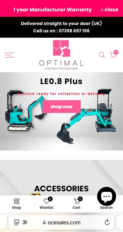 2025 LE0.8 Mini Digger - Swing Boom,3 Buckets, mechanical Thumb,No VAT Required